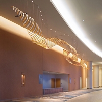 Lustre LED personnalisé pour hall d'hôtel, décoration intérieure contemporaine, éclairage LED pour plafond en verre
