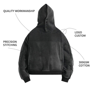 เสื้อฮู้ดดี้โอเวอร์ไซส์ OEM 400 GSM ผ้าฝ้าย 100% หนานุ่ม ทรงวินเทจ ล้างสีแบบแอซิดวอช ดีไซน์เนอร์สั่งทำพิเศษ สไตล์สตรีทแวร์สำหรับผู้ชาย - Product Image 2