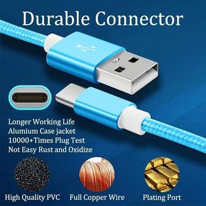 Nylon Type C Fast Charger USB Charging Cable for Android Phones Tablet Chargers Cable Cord - Product Image 4