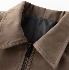 Blouson aviateur pour <span class=keywords><strong>homme</strong></span> marron neutre Style classique avec col montant Saison d'hiver Logo <span class=keywords><strong>chic</strong></span> sur le devant Enduit fini Tailles XS 5XL - Product Image 2