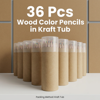 Ensemble de 36 crayons de couleur en bois dans un tube en kraft, pré-affûtés, pour le dessin scolaire et artistique