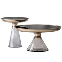 Salon Couchtisch nordique moderne maison décorative canapé en métal côté centre rond cercle Table d'extrémité luxe Table basse en verre