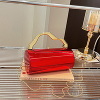 Tas Clutch Malam Elegan Wanita dengan Rantai, Tas Tangan Desain Rantai, Dompet Formal, Tas Selempang untuk Pesta Ulang Tahun
