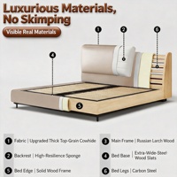 Lit pour un sommeil paisible |   Base de lit moderne et silencieuse, écologique, avec rembourrage en cuir ergonomique, taille complète, idéale pour un sommeil léger