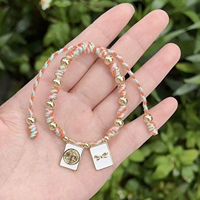 Bracelets scapulaires faits à la main LS-L5743, bracelets à médailles et croix avec émail blanc, bracelet tressé multicolore, style bohème
