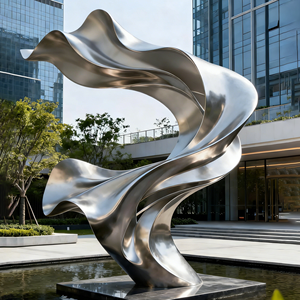 Escultura de Acero Inoxidable de Gran Escala Duke, Diseño Geométrico Abstracto Contemporáneo para Jardín, Plaza o Exterior, Montaje en Suelo - Product Image 1
