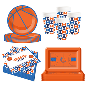 DAMAI - Platos, Vasos y Servilletas de Papel con Forma de Baloncesto Personalizados para Fiestas de Cumpleaños - Product Image 3