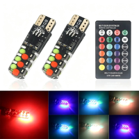 T10 W5W 2 LED RGB COB 194 168 Farbige Glühbirnen für Auto-Zubehör Multi-Modus Auto-Seitenbeleuchtung mit Fernbedienung Canbus