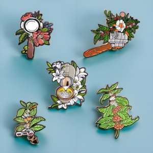 Diseño libre Latte Art Logo café flores esmalte pines esmalte suave Aleación de Zinc hierro Metal artesanía pines <span class=keywords><strong>encanto</strong></span> pinos para la venta - Product Image 2