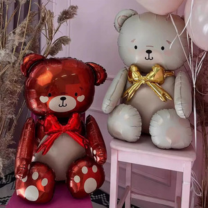 Palloncino in lamina di alluminio a forma di <span class=keywords><strong>orsetto</strong></span> che abbraccia, <span class=keywords><strong>con</strong></span> animali dei cartoni animati, per torte, in confezione di carta - Product Image 1
