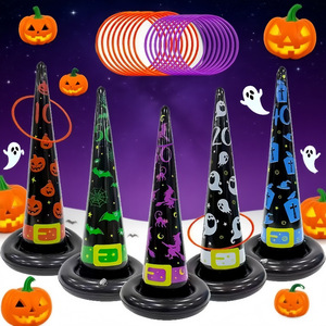 หมวกแม่มดเป่าลมสำหรับฮาโลวีน เกมโยนห่วง ของเล่นพีวีซีสำหรับงานปาร์ตี้ เด็กอายุ 4-6 ปี - Product Image 3