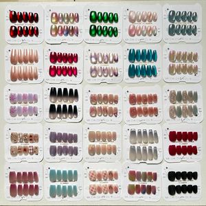 Tùy chỉnh mèo của mắt Press-on móng tay 10pcs ABS hạnh nhân Stiletto lời khuyên dài với keo cho ngón tay mô hình và Ins phong cách thiết kế - Product Image 5