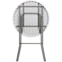 Table ronde en plastique blanc AJUNION, table pliante de bar, table d'événement portable d'extérieur