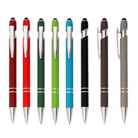Stylo bille promotionnel en plastique à plumes, avec logo personnalisé, pour écrans tactiles en caoutchouc souple, plusieurs couleurs, pour téléphone portable