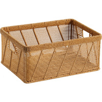 Panier de rangement rectangulaire en plastique tressé imitation rotin, bac organisateur tissé pour salon, hôtel, garde-manger, collations, jouets et décoration intérieure