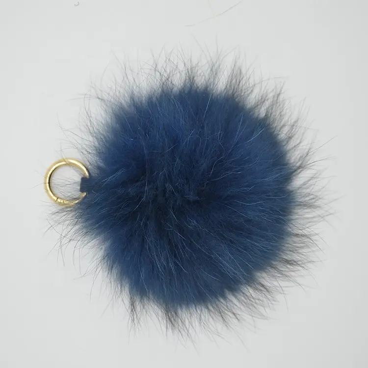 XJ Beautiful Fashion Multi Colors Raccoon Fur Ball Keychain Real Fur Pom Pom