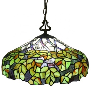 LongHuiJing Victorian Tiffany-Style 2-<b>Light</b> Ceiling Pendant Fixture with 18" Shade Stained Glass <b>Lights</b> - Product Image 1