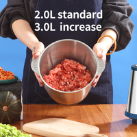 2/3/5l Voedselhakselprocessor Roestvrijstalen Vleesmolen Keuken Groente Ui Knoflook Salade Baby Fruit Noten Elektrische Vleesmolen