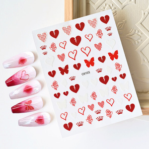 Pegatinas de Uñas 3D con Diseño de Fresas y Letras de Amor para San Valentín 2025, 6 Colores, Corazón Rojo, Decoración de Uñas - Product Image 6