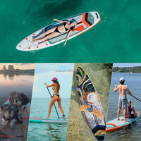 Planche à pagaie gonflable tout-terrain Iboard ISUP - Taille personnalisable (9'-14') Rose Bois PVC/EVA Unisexe Lacs Rivières SUP Board Fin