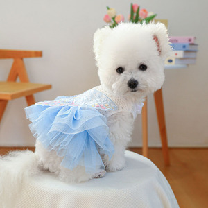 Blue Butterfly <strong>Graceful</strong> Dog Dress Spring Summer <strong>Pet</strong> Yarn Dress - Product Image 5