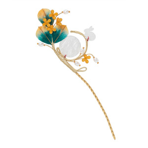 Pasadores de pelo de terciopelo con diseño de flor, accesorios para faldas estilo caballo, pasadores de pelo de estilo antiguo Hanfu con osmanthus, herencia cultural inmaterial. - Product Image 5