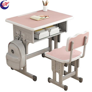 Nouveau bureau d'étudiant en métal, ensembles de bureaux et de chaises d'école pour salles de classe - Meubles en métal réglables en hauteur pour l'étude des enfants - Product Image 4