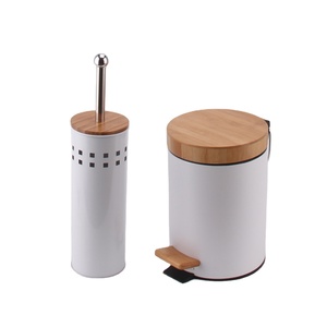 Nature Bamboo Lid <strong>Toilet</strong> <strong>Brush</strong> with Bamboo Element Pedal <strong>Bin</strong> <strong>Bathroom</strong> <strong>Sets</strong> - Product Image 1
