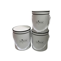 Boîte Cadeau Ronde Personnalisable Couleur Macaron à 3 Compartiments pour Fleurs, Seau Rond avec Poignée, Matériaux Recyclés, Stock Disponible