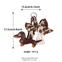 Porte-clés personnalisé Teckel à faible MOQ pour les revendeurs et les distributeurs, pendentif en soie imprimé vache pour sac à dos et sac à main, décoration de sac