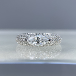 Anello da Donna NOVA Brand Influencer in Argento Sterling S925 Placcato Oro con Moissanite Taglio Marquise 5x10 e Micro Pavé a <span class=keywords><strong>Stelle</strong></span> Pieno - Product Image 2