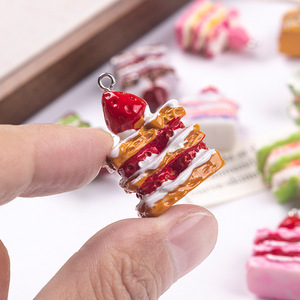 Simulation Napoleon Cake Pendant Plastic Keychain Cute Dessert Food Charm DIY Bag Key <b>Ring</b> Jewelry Accessory Gift - Product Image 3