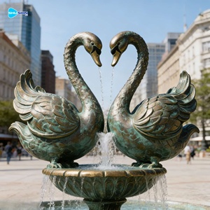 Romantik Büyük Ölçekli Modern Soyut Sanat Dev Bronz Kuğu Kalp Heykeli Çeşmesi Dış Mekan Dekorasyonu İçin - Product Image 1