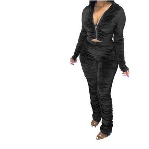 ชุดเสื้อผ้าผู้หญิง2ชิ้นแนวเซ็กซี่มาใหม่เสื้อผ้าสตรีแขนยาวกางเกงซ้อนกันแบบมีซิปด้านหน้ากางเกงวอร์มและมีฮู้ดชุด hanou hanou hanou hanou hanou - Product Image 5