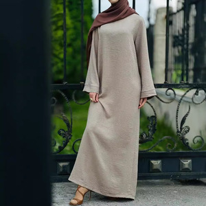 Robe automne hiver pour femmes musulmanes vêtements abaya en lin élégants de Dubaï Turquie - Product Image 3