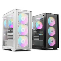 Casing Komputer Gaming Desktop ABKO G25 BK ATX Mid Tower Desain Vertikal 6 Kipas RGB USB 3.0 Catu Daya Terpasang Mesh Baja