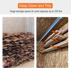 Scaffale porta legname da parete pieghevole resistente, organizer in metallo per garage e casa - Product Image 3