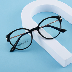 Lunettes d'ordinateur à monture ronde Tr90 anti-lumière bleue pour myopie, montures de lunettes en métal bleu, verres en acrylique, Taizhou - Product Image 2