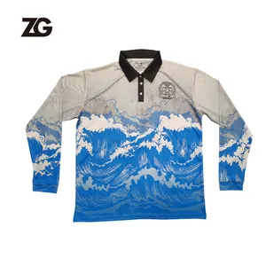 Factory Custom Wholesale Price UV Breathable Fishing Clothes Long Sleeve Polo Shirt Breathable Shirt