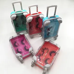 Best seller Cute valigia bagaglio custodia per ciglia scatola per ciglia per 3D 5D 25MM 30MM ciglia di visone Logo personalizzato