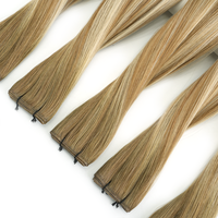 Extensions de cheveux Genius Weft Ombré Blond Piano Mélangé, Double Drawn, Cheveux Remy Européens, Invisibles et Sans Couture, Vente en Gros