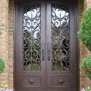 Puerta Moderna de Hierro Forjado, Diseño Minimalista con Patrones Geométricos, Vidrio de Seguridad de Vista Completa, Líneas Limpias - Product Image 3