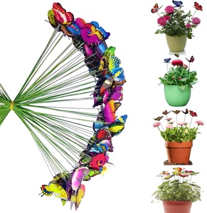 Ornements de papillon de <span class=keywords><strong>jardin</strong></span> de couleur aléatoire papillons sur fil métallique pieu de plante fée accessoires de <span class=keywords><strong>jardin</strong></span> cadeaux de jardinage - Product Image 1