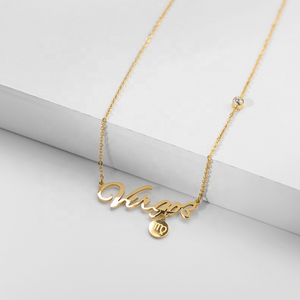 Collar con colgante de <span class=keywords><strong>horóscopo</strong></span> de oro de 18 quilates para mujer, acero inoxidable sin deslustre con 12 signos del zodiaco, abalorio de circón para fiestas - Product Image 5