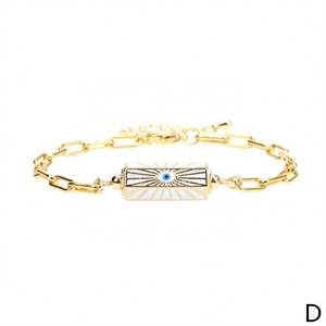 New Arrived 18K Gold Plated Stainless Steel Vintage Style Enamel <b>Bracelet</b> Hip-Hop Eye <b>Bracelet</b> Chain Jewelry - Product Image 6