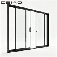Ventana Corredera Horizontal de Aluminio Negra Moderna Modelo DBIAO 126, Doble Acristalamiento, Aislamiento Acústico para Exteriores de Hotel, Gran Venta