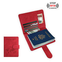 Porte-passeport en cuir PU avec fermeture magnétique, anti-RFID, multi-emplacements pour cartes, housse de protection pour passeport