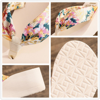 Sandales compensées en PU pour femmes, tongs à plateforme en EVA, motif floral, bout ouvert, chaussures d'extérieur printemps-été, durables, tendance, vente en gros