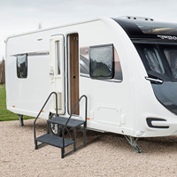 Escalier de camping-car à 4 marches avec main courante, marches de spa en aluminium avec tapis antidérapants, escalier robuste pour maison mobile et villa extérieure