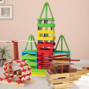 Bloques de Madera para Niños, 100 Piezas, Juego de Construcción para Educación Temprana en Jardín de Infancia, Apilables, para Desarrollar la Imaginación - Product Image 5
